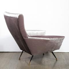 Marco Zanuso Mid Century Modern Lounge Chair in Lavender Velvet Attributed to Marco Zanuso - 1950097