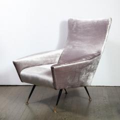 Marco Zanuso Mid Century Modern Lounge Chair in Lavender Velvet Attributed to Marco Zanuso - 1950106