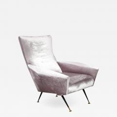 Marco Zanuso Mid Century Modern Lounge Chair in Lavender Velvet Attributed to Marco Zanuso - 1953334