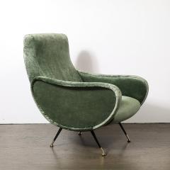 Marco Zanuso Mid Century Modernist Lady Arm Chairs in Eucalyptus Velvet by Marco Zanuso - 4266153