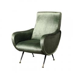 Marco Zanuso Mid Century Modernist Lady Arm Chairs in Eucalyptus Velvet by Marco Zanuso - 4266157