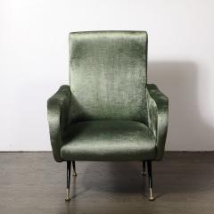 Marco Zanuso Mid Century Modernist Lady Arm Chairs in Eucalyptus Velvet by Marco Zanuso - 4266165