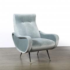 Marco Zanuso Mid Century Modernist Lady Arm Chairs in Powder Blue Mohair by Marco Zanuso - 4566362