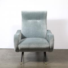 Marco Zanuso Mid Century Modernist Lady Arm Chairs in Powder Blue Mohair by Marco Zanuso - 4566364