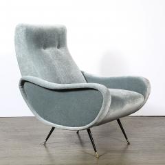 Marco Zanuso Mid Century Modernist Lady Arm Chairs in Powder Blue Mohair by Marco Zanuso - 4566368