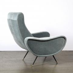 Marco Zanuso Mid Century Modernist Lady Arm Chairs in Powder Blue Mohair by Marco Zanuso - 4566426