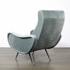Marco Zanuso Mid Century Modernist Lady Arm Chairs in Powder Blue Mohair by Marco Zanuso - 4566455