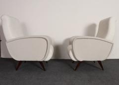 Marco Zanuso Pair of Italian Walnut and Gray and White Tweed Club Chairs after Marco Zanuso - 4611681