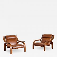 Marco Zanuso Pair of Marco Zanuso Leather Armchairs - 4279248