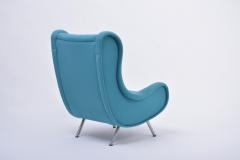 Marco Zanuso Reupholstered Blue Mid Century Modern Marco Zanuso Senior Lounge Chair - 1972706