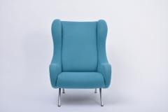 Marco Zanuso Reupholstered Blue Mid Century Modern Marco Zanuso Senior Lounge Chair - 1972707