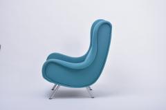 Marco Zanuso Reupholstered Blue Mid Century Modern Marco Zanuso Senior Lounge Chair - 1972709