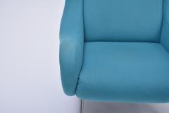 Marco Zanuso Reupholstered Blue Mid Century Modern Marco Zanuso Senior Lounge Chair - 1972712