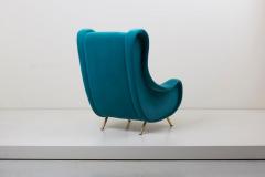 Marco Zanuso Senior Lounge Chair in Blue Velvet by Marco Zanuso for Arflex Italy 1955 - 1155453