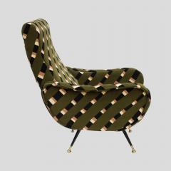 Marco Zanuso VINTAGE ARMCHAIR MARCO ZANUSO STYLE CHEQUE UPHOLSTERY - 2676062