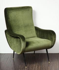 Marco Zanuso Vintage Armchair in the Style of Marco Zanuso in Green Velvet - 1663620