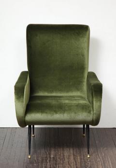 Marco Zanuso Vintage Armchair in the Style of Marco Zanuso in Green Velvet - 1663621