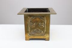 Margaret Gilmour Margaret Gilmour Arts Crafts Brass Planter with Stylized Rose Floral Details - 4188400