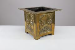 Margaret Gilmour Margaret Gilmour Arts Crafts Brass Planter with Stylized Rose Floral Details - 4188402