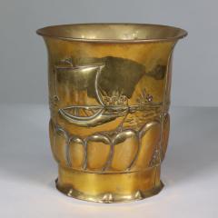 Margaret Gilmour Margaret Gilmour School An Arts Crafts Brass Planter with a Galleon at Sea - 4188404