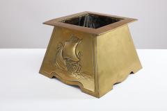 Margaret Gilmour Margaret Gilmour attr An Arts Crafts brass planter depicting a galleon - 4188746