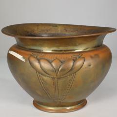 Margaret Gilmour school A Glasgow style brass planter w stylised floral detail - 4189865