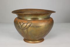 Margaret Gilmour school A Glasgow style brass planter w stylised floral detail - 4189866