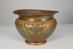 Margaret Gilmour school A Glasgow style brass planter w stylised floral detail - 4189868