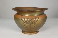 Margaret Gilmour school A Glasgow style brass planter w stylised floral detail - 4189869