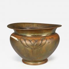 Margaret Gilmour school A Glasgow style brass planter w stylised floral detail - 4232765