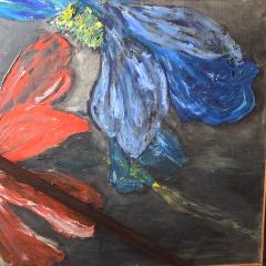 Margaret Milliken Untitled Cosmos Acrylic on Canvas by Margaret Milliken c 1966 Large 84 x 54  - 4348711