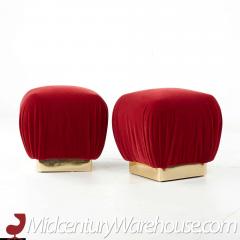 Marge Carson Mid Century Brass Souffle Poof Ottoman Pair - 3689508