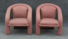 Marge Carson Pair of Pink Suede Sculptural Ribbon Armchairs or Lounge Chairs by Marge Carson - 3433191