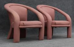 Marge Carson Pair of Pink Suede Sculptural Ribbon Armchairs or Lounge Chairs by Marge Carson - 3433195