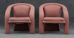 Marge Carson Pair of Pink Suede Sculptural Ribbon Armchairs or Lounge Chairs by Marge Carson - 3433199