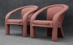 Marge Carson Pair of Pink Suede Sculptural Ribbon Armchairs or Lounge Chairs by Marge Carson - 3433363