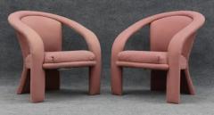 Marge Carson Pair of Pink Suede Sculptural Ribbon Armchairs or Lounge Chairs by Marge Carson - 3433364