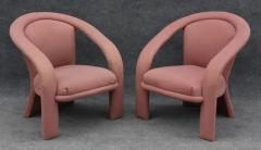 Marge Carson Pair of Pink Suede Sculptural Ribbon Armchairs or Lounge Chairs by Marge Carson - 3433365