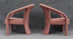 Marge Carson Pair of Pink Suede Sculptural Ribbon Armchairs or Lounge Chairs by Marge Carson - 3433366