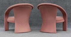 Marge Carson Pair of Pink Suede Sculptural Ribbon Armchairs or Lounge Chairs by Marge Carson - 3433435