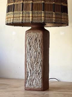 Maria Kipp Large Textured Terracotta Lamp with Impeccable Maria Kipp Woven Shade - 4756528