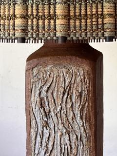 Maria Kipp Large Textured Terracotta Lamp with Impeccable Maria Kipp Woven Shade - 4756530