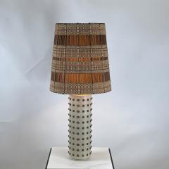 Maria Kipp Studded Cream Leather Table Lamp with Original Maria Kipp Shade - 4131603