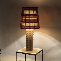 Maria Kipp Studded Cream Leather Table Lamp with Original Maria Kipp Shade - 4131604