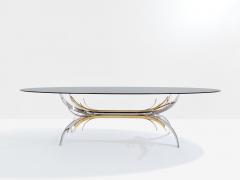 Maria Pergay Maria Pergay polished steel and brass dining table Gerbe 1970 - 4095154
