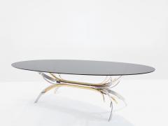 Maria Pergay Maria Pergay polished steel and brass dining table Gerbe 1970 - 4095155