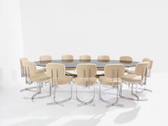 Maria Pergay Maria Pergay polished steel and brass dining table Gerbe 1970 - 4095157