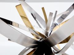Maria Pergay Maria Pergay polished steel and brass dining table Gerbe 1970 - 4095161