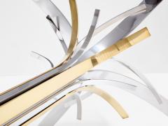 Maria Pergay Maria Pergay polished steel and brass dining table Gerbe 1970 - 4095162