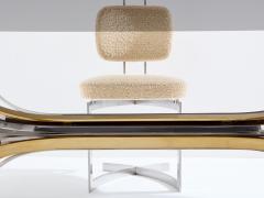 Maria Pergay Maria Pergay polished steel and brass dining table Gerbe 1970 - 4095164